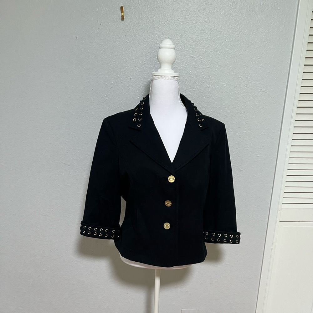 St. John Elegant Black Jacket with Gold Accents - Picture 4 of 12